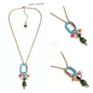 NWT Betsey Johnson💋ISLAND TIME HULA Gold Tone Glass Stone/Faceted Bead Necklace